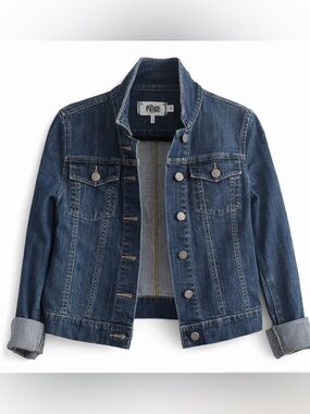 Paige Denim Jacket XS Dark Wash Cropped Button Front Premium Designer